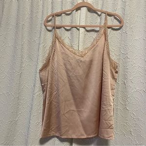 Light Pink Plus Size Tank Top with Lace